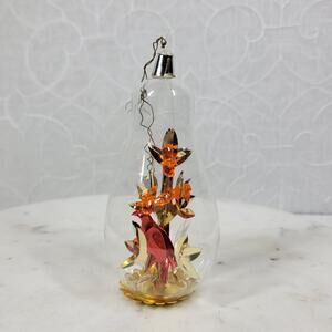 Vintage RESL LENZ 3D Ornament Bird Foil Art Glass Ball Christmas West German